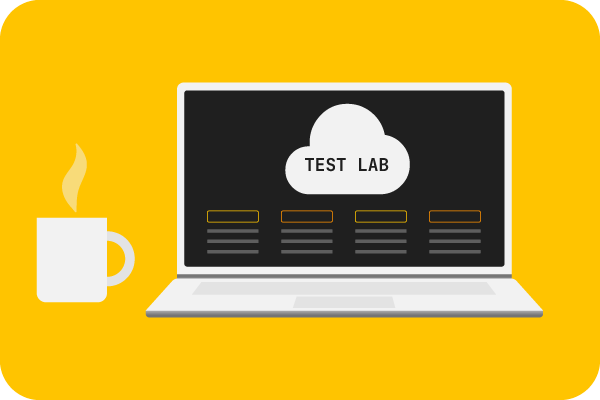 Laptop with Test Lab on screen